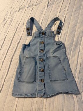 wonder nation Light Blue Denim Button-Front Overall Dress